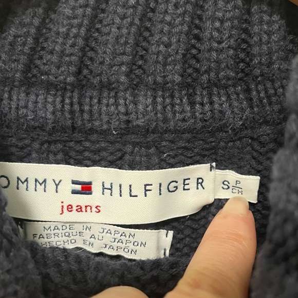 TOMMY HILFIGER Y2K 2002 Chunky Cable Knit Turtleneck Sweater Made in Japan S - Picture 4 of 9